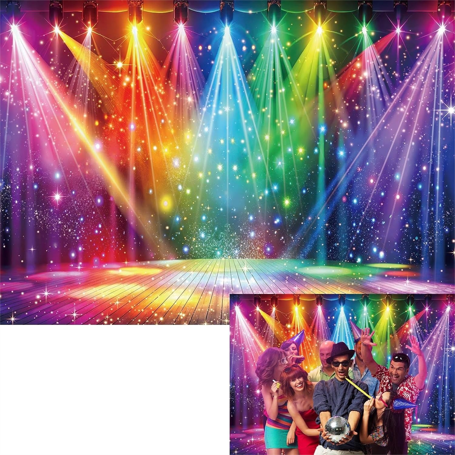 Photography Of Lighting - Disco Backdrop 7x5FT Colorful Stage Music