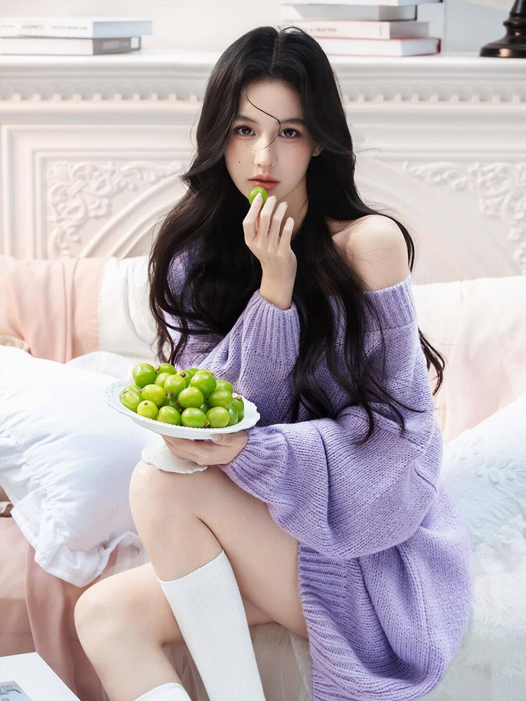 Photography Lighting Home - Autumn Winter Purple Sweater Oxygen Feel