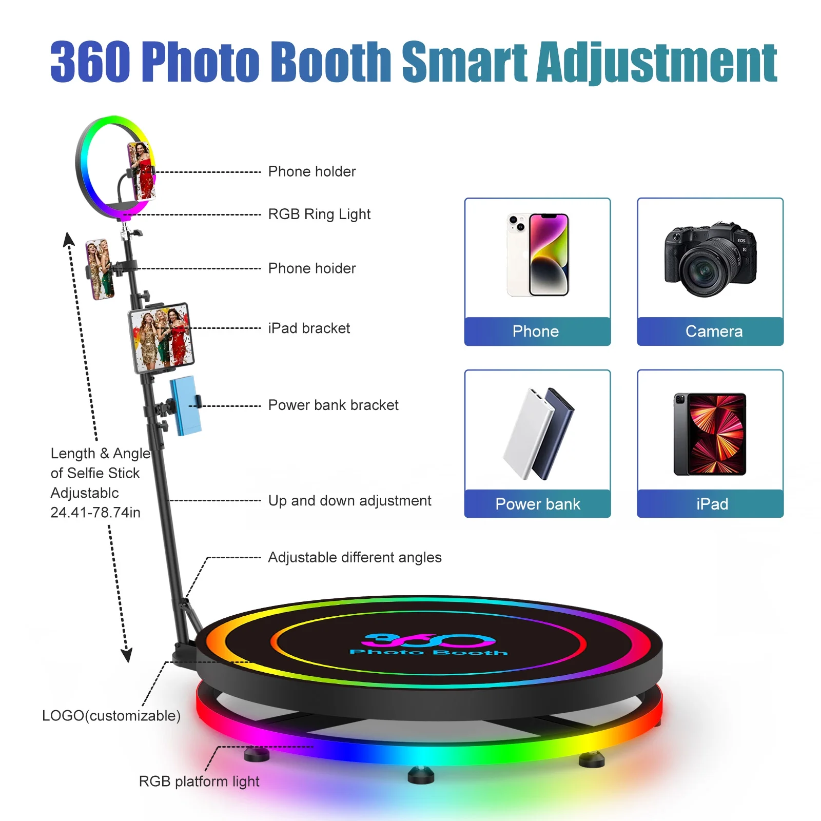 360 Photo Booth with Flight Ca - Photography Lighting Rgb recension och pris
