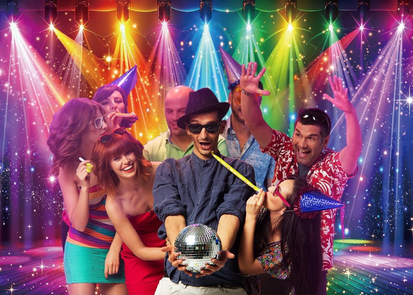 Disco Backdrop 7x5FT Colorful  - Photography Of Lighting recension och pris