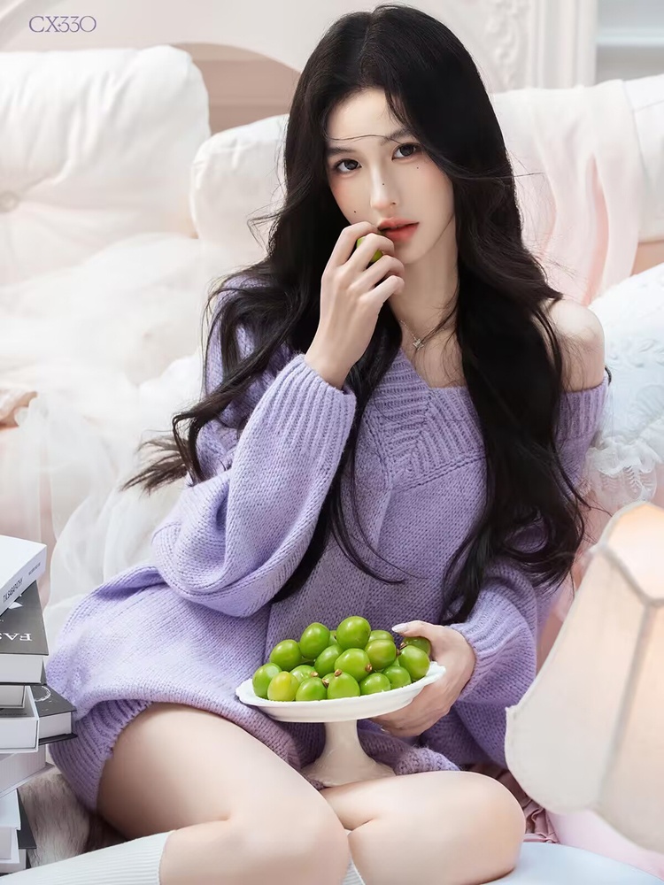 Autumn Winter Purple Sweater O - Photography Lighting Home recension och pris